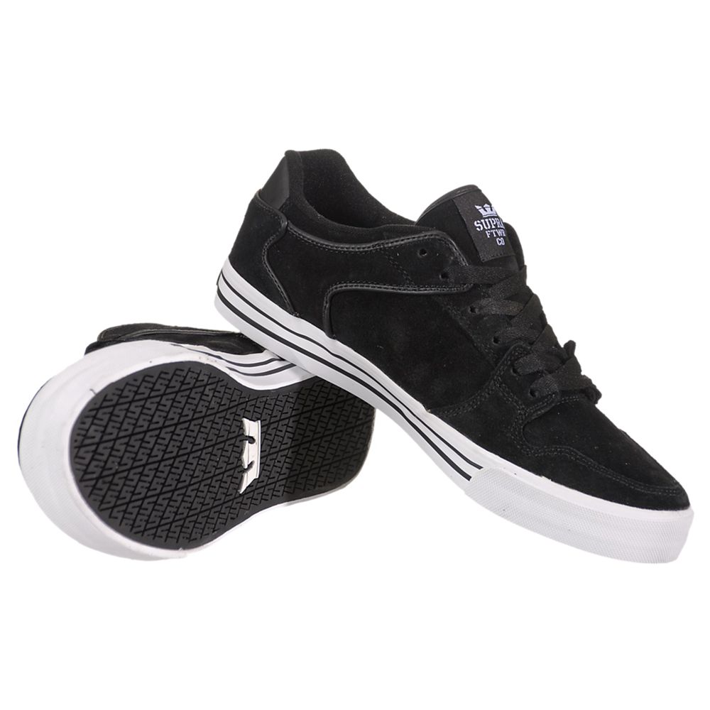 Baskets Basses Supra Vaider Low Noir Black Suede/White Homme | EHX-64202159